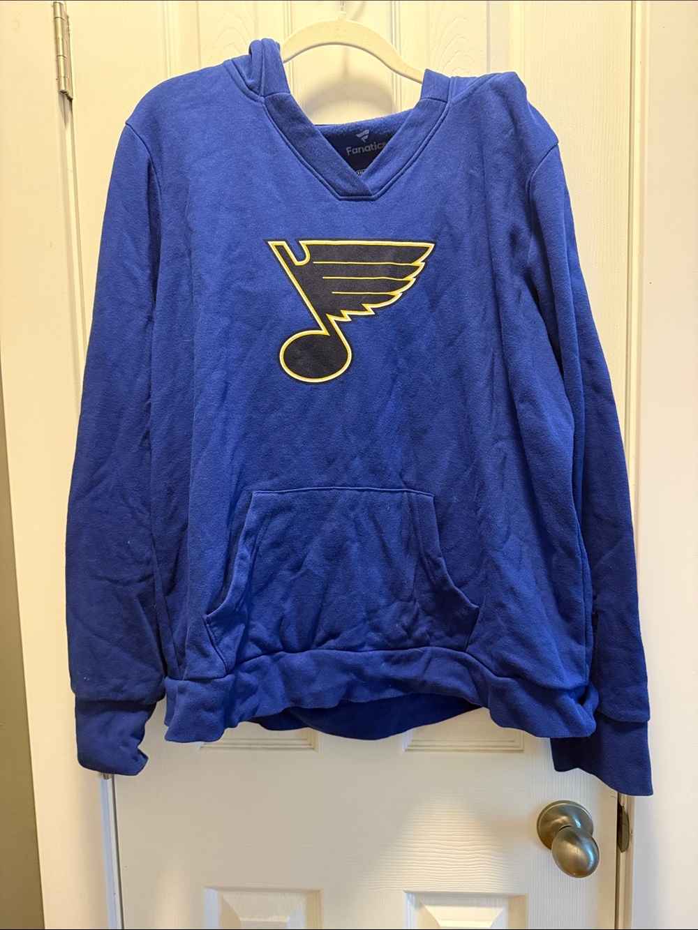 Fanatics Royal Blue V-Neck St. Louis Blues Pullover Sweater with Yellow Logo